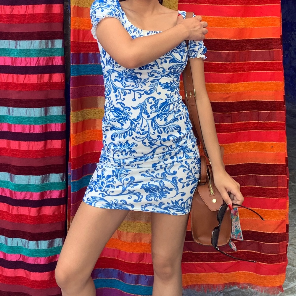Blue and white bodycon